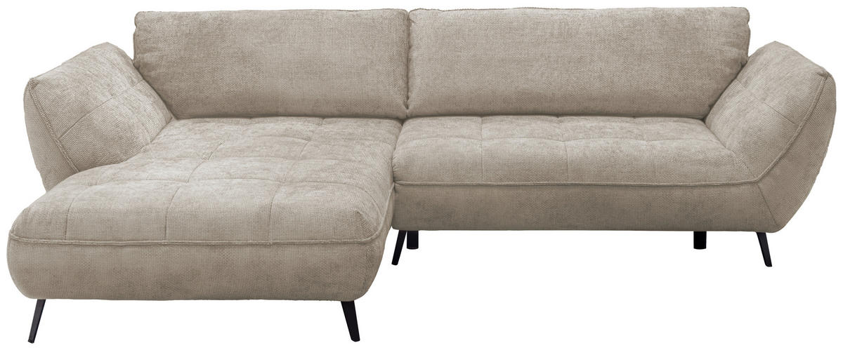 ECKSOFA in Struktur Sandfarben  187/282 cm  - Sandfarben/Schwarz, Design, Textil/Metall (187/282cm) - Livetastic