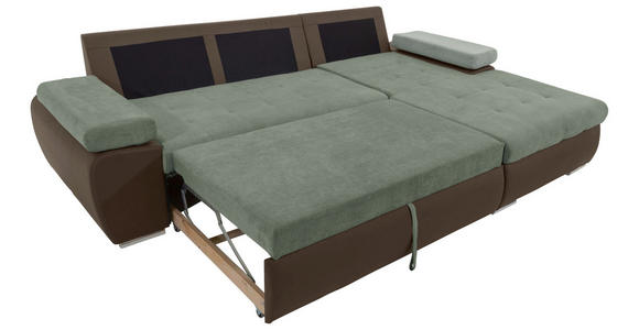 ECKSOFA in Flachgewebe Braun, Olivgrün 271/175 cm - Braun/Olivgrün, Design, Kunststoff/Textil (271/175cm) - Xora