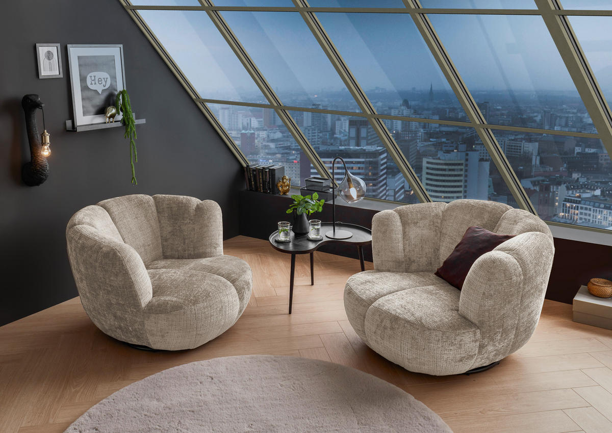 SESSEL in Chenille Taupe  - Taupe/Schwarz, Konventionell, Textil/Metall (101/69/107cm) - MID.YOU
