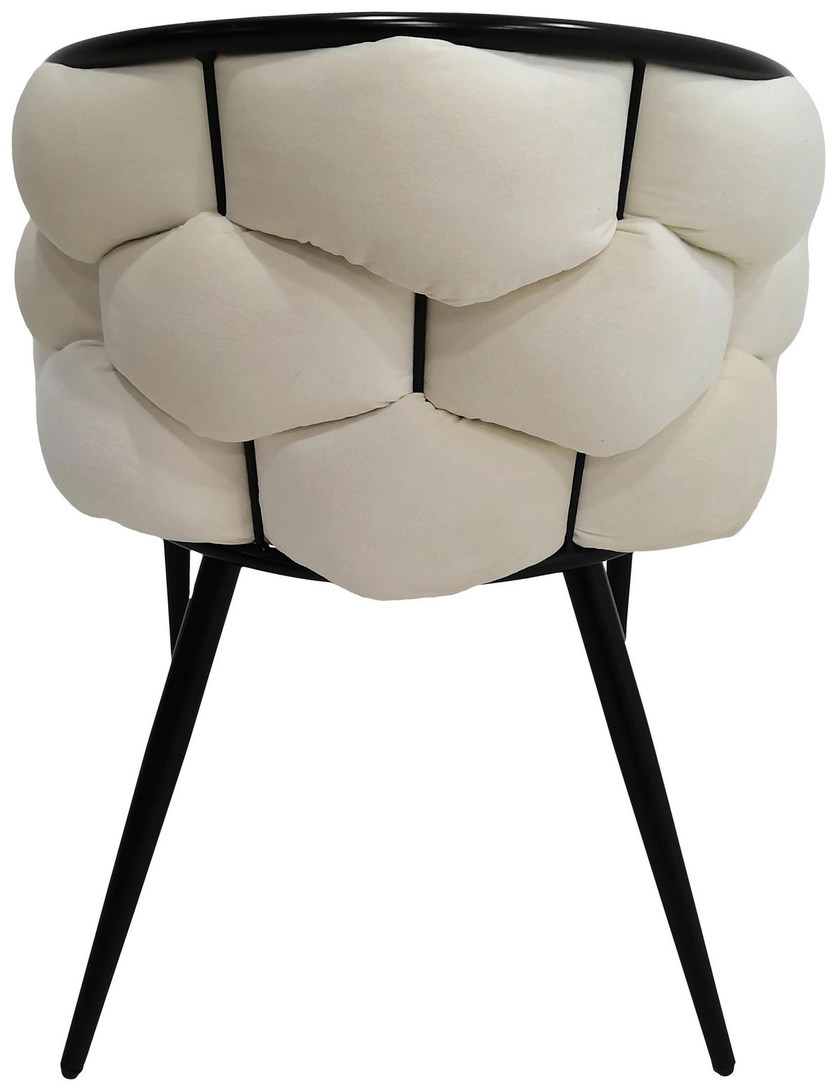 ARMLEHNSTUHL-SET 2 Stück  in Samt  - Creme/Schwarz, MODERN, Textil/Metall (65/79/61cm) - Kayoom