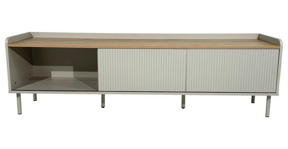 LOWBOARD SNOW in 180/54/40 cm - Eichefarben/Grau, Design, Holzwerkstoff/Metall (180/54/40cm) - Xora