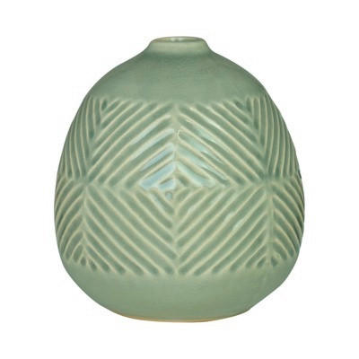 VASE  - Mintgrau, Basics, Keramik (13,3/13,6cm)