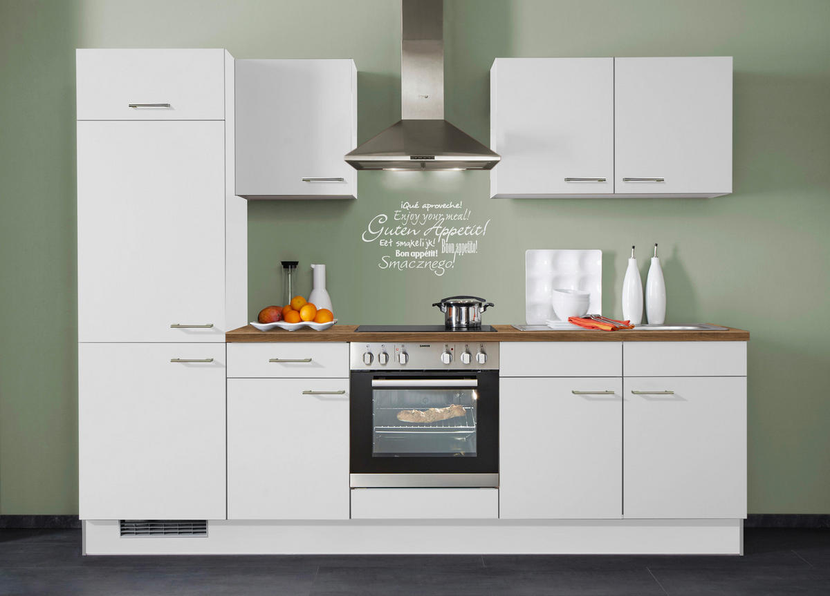 KÜCHENBLOCK 270 cm   in Weiß  - Edelstahlfarben/Weiß, KONVENTIONELL, Holzwerkstoff/Metall (270cm) - Xora