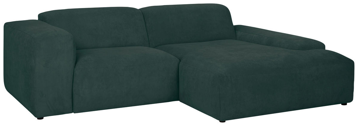 ECKSOFA HANNAH Grün Cord  - Schwarz/Grün, Design, Kunststoff/Textil (252/170cm) - MID.YOU