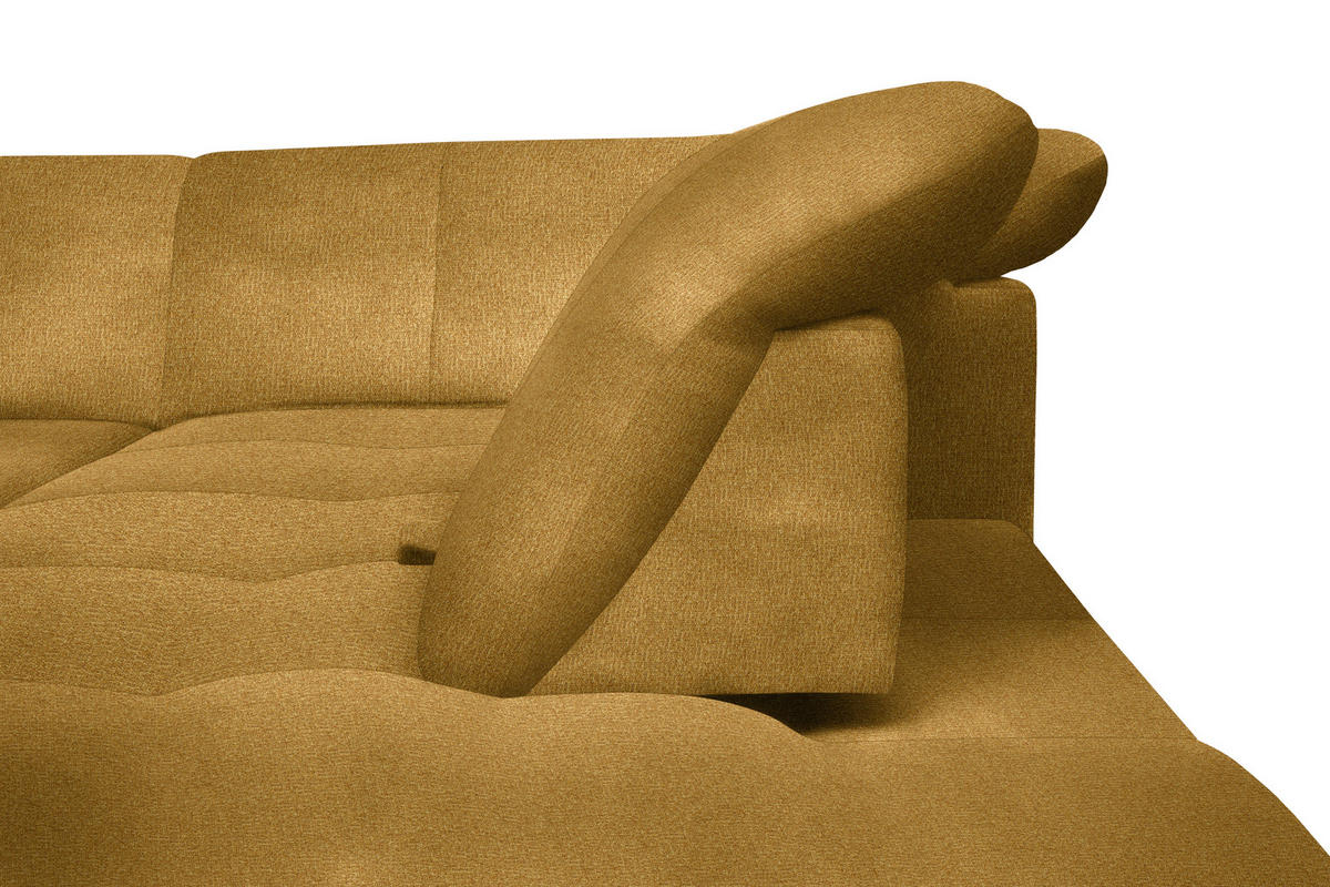 ECKSOFA Currygelb Flachgewebe  - Currygelb/Schwarz, Design, Textil/Metall (242/313cm) - Xora