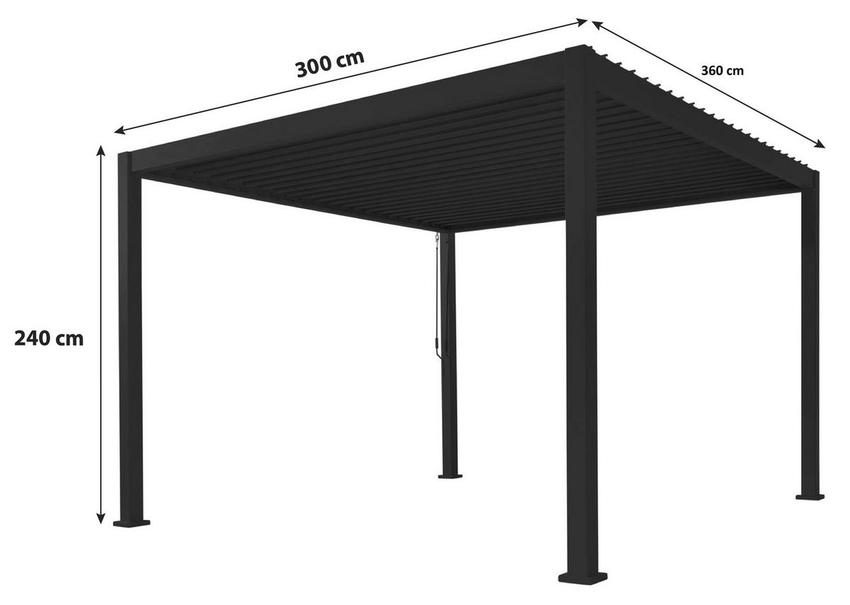 PERGOLA velikost: 360/240/300 cm - antracitová, Basics, kov (360/240/300cm) - Gardenson