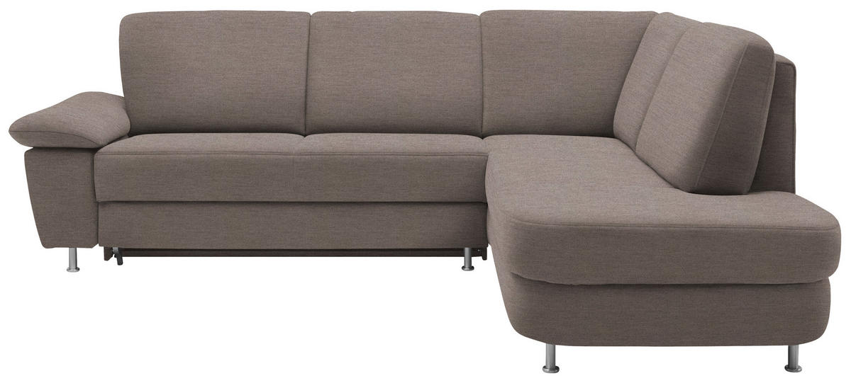 ROHOVÁ SEDACIA SÚPRAVA, textil, svetlohnedá - svetlohnedá/hliníková, Konventionell, kov/textil (262/212cm) - Ada Austria