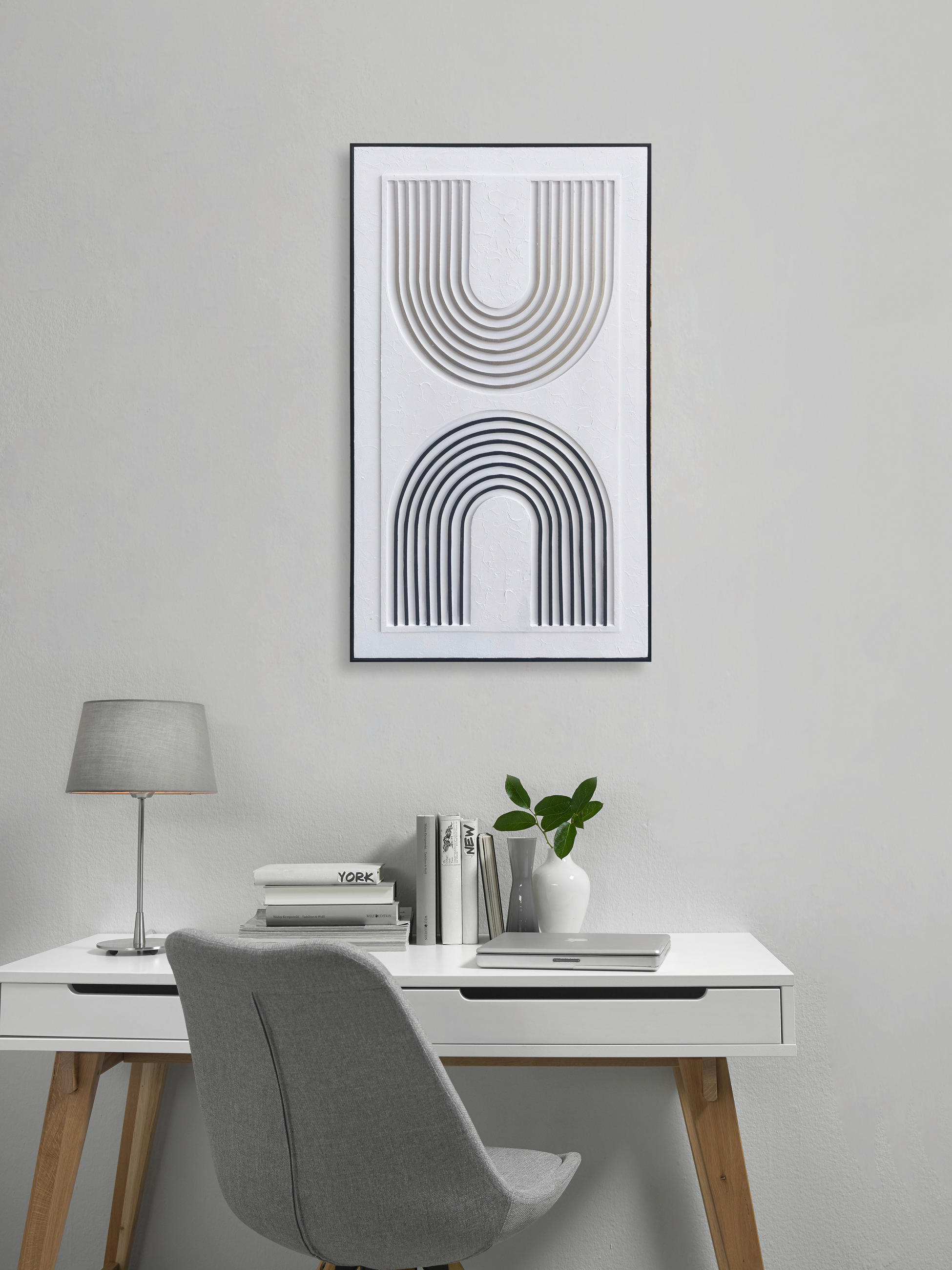 TABLOU PE PÂNZĂ 70/120 cm  - alb/negru, Design, plastic/lemn (70/120cm) - Monee