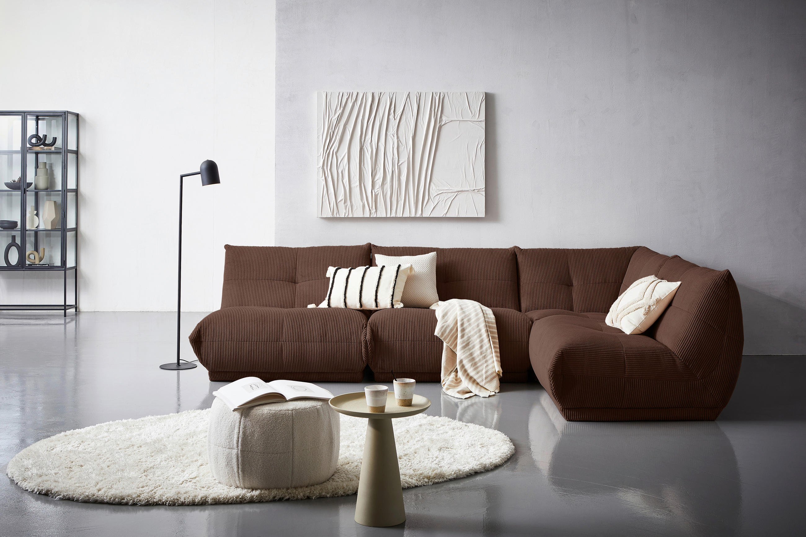 ECKSOFA Braun Cord - Braun, Trend, Textil (315/210cm) - Livetastic