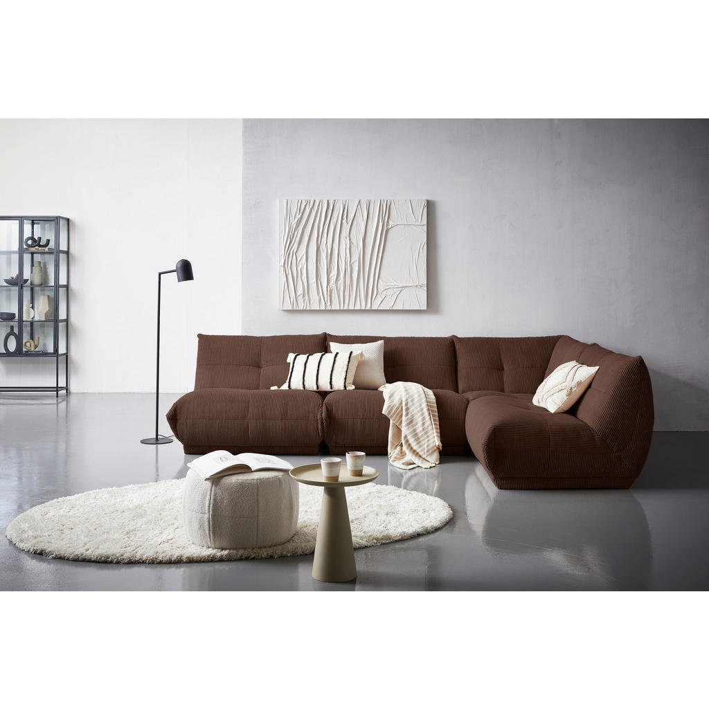 Thumbnail - Livetastic Ecksofa, Braun, Textil, 7-Sitzer, Ottomane rechts, L-Form, einzeln stellbar, 315x210 cm, Made in EU, Rücken e...