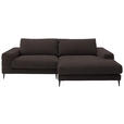 ECKSOFA  in Flachgewebe Braun  253/177 cm  - Schwarz/Braun, Design, Textil/Metall (253/177cm) - Dieter Knoll