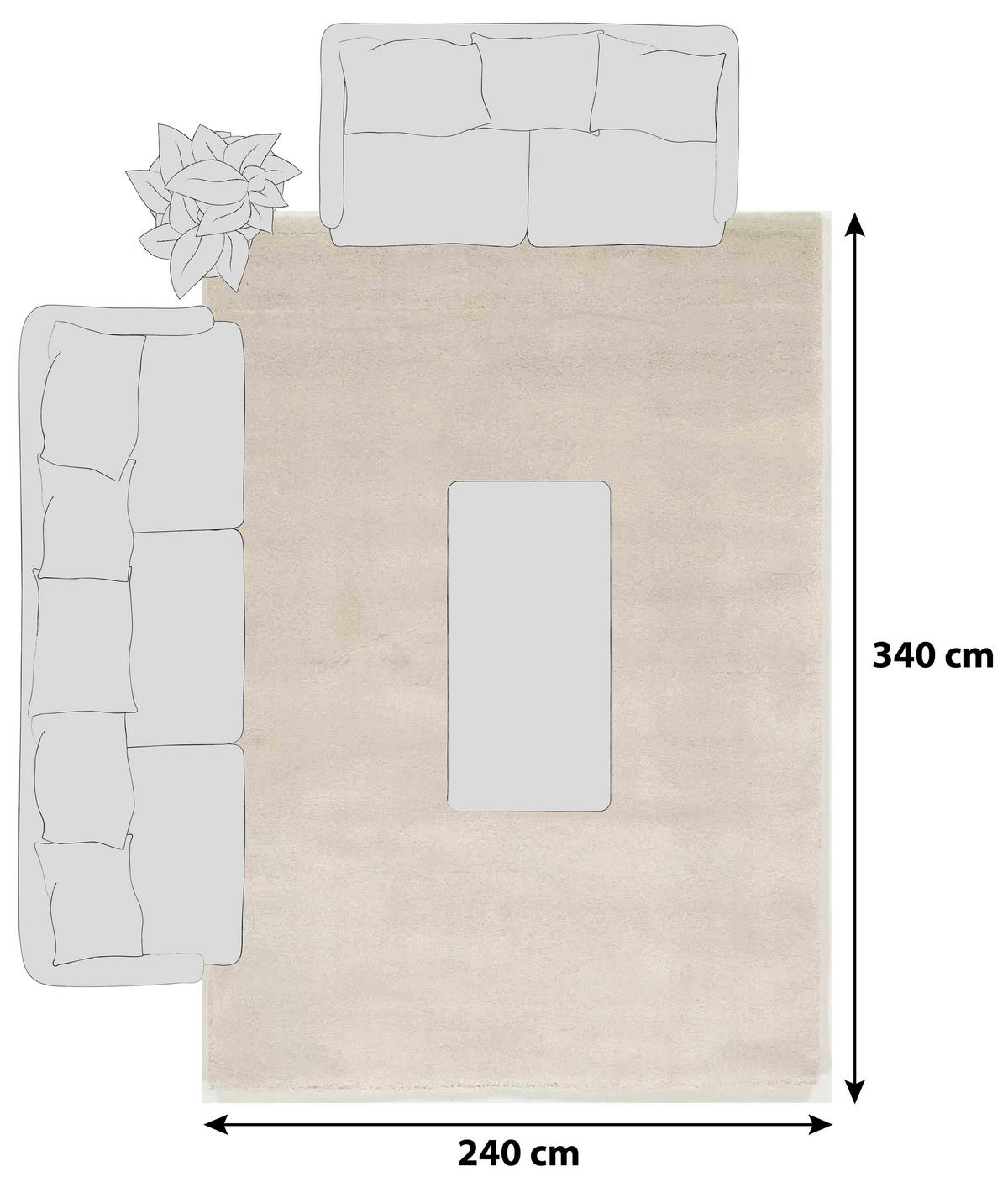 HOCHFLORTEPPICH 240/340 cm Bellevue Creme  - Creme, Basics, Textil (240/340cm) - Novel