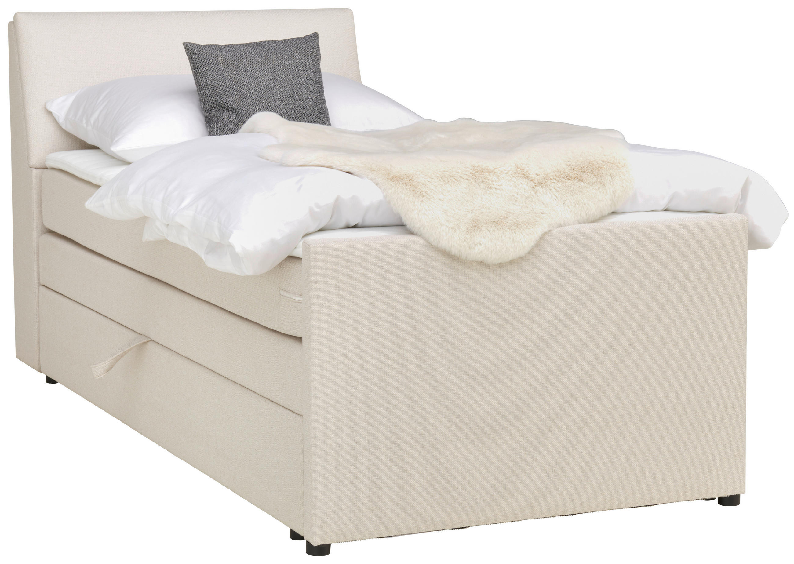 BOXSPRINGBETT 100/200 cm  in Creme  - Creme/Schwarz, MODERN, Holz/Textil (100/200cm) - MID.YOU