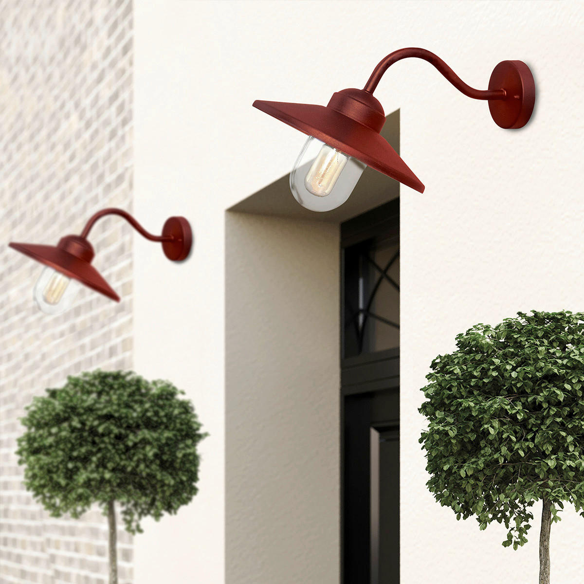 AUSSENWANDLEUCHTE - Rot, Konventionell, Glas/Metall (42/27.5/25.5cm) - Elstead Lighting