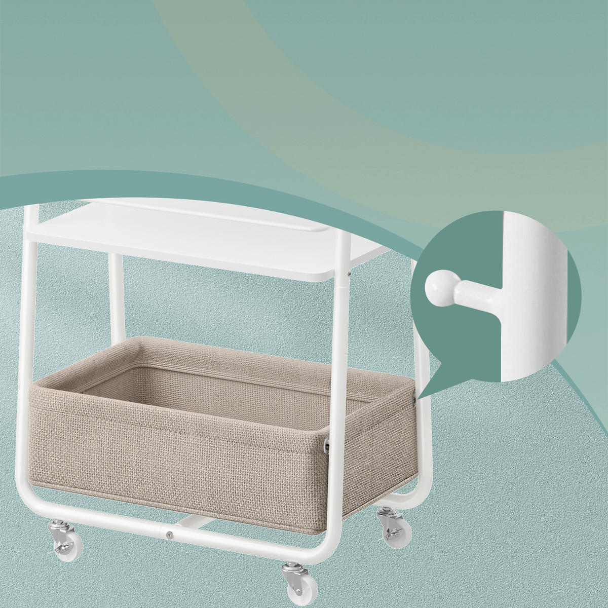 SERVIERWAGEN Weiß, Beige  - Beige/Weiß, Trend, Holzwerkstoff/Kunststoff (43/81/30cm) - Boxxx