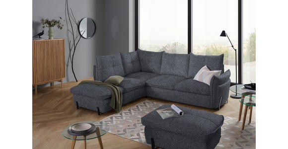 ECKSOFA in Bouclé Grau  - Schwarz/Grau, Design, Textil/Metall (220/250cm) - Xora