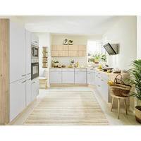 ECKKÜCHE  Eichefarben, Hellgrau  - Edelstahlfarben/Eichefarben, Konventionell, Holzwerkstoff/Metall (150/270/270cm) - Impuls