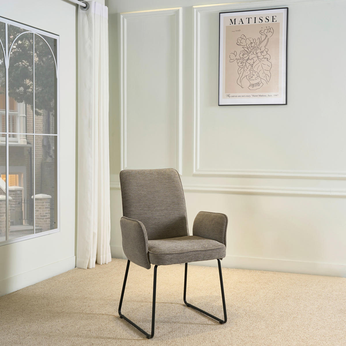 ARMLEHNSTUHL  Stoffauswahl Webstoff  - Schwarz/Grau, Design, Textil/Metall (60/92/66cm) - Stylife