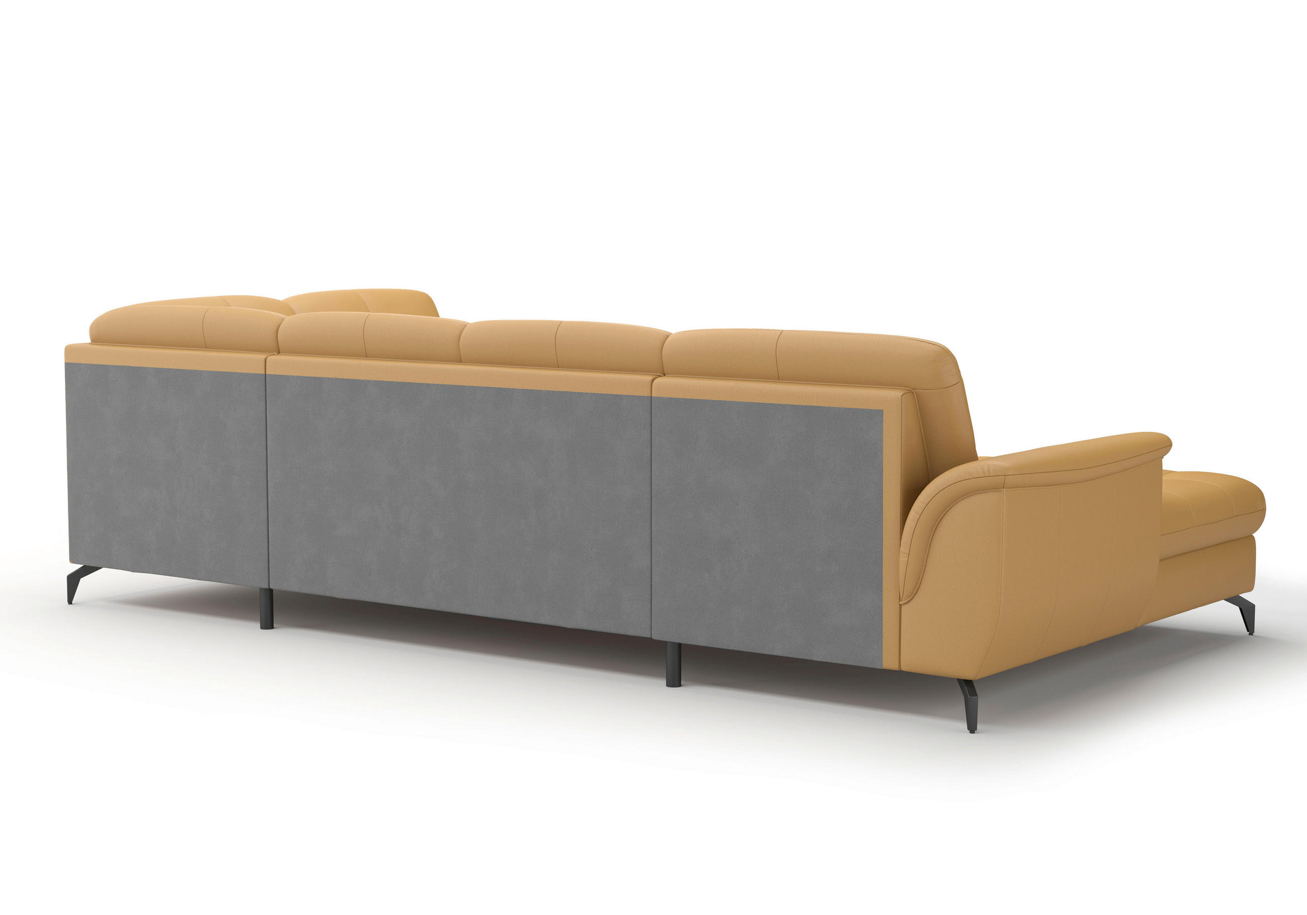 WOHNLANDSCHAFT Currygelb Kombination Echtleder/Stoff Vliesstoff  - Currygelb/Schwarz, MODERN, Leder/Textil (164/319/212cm) - Sit & More