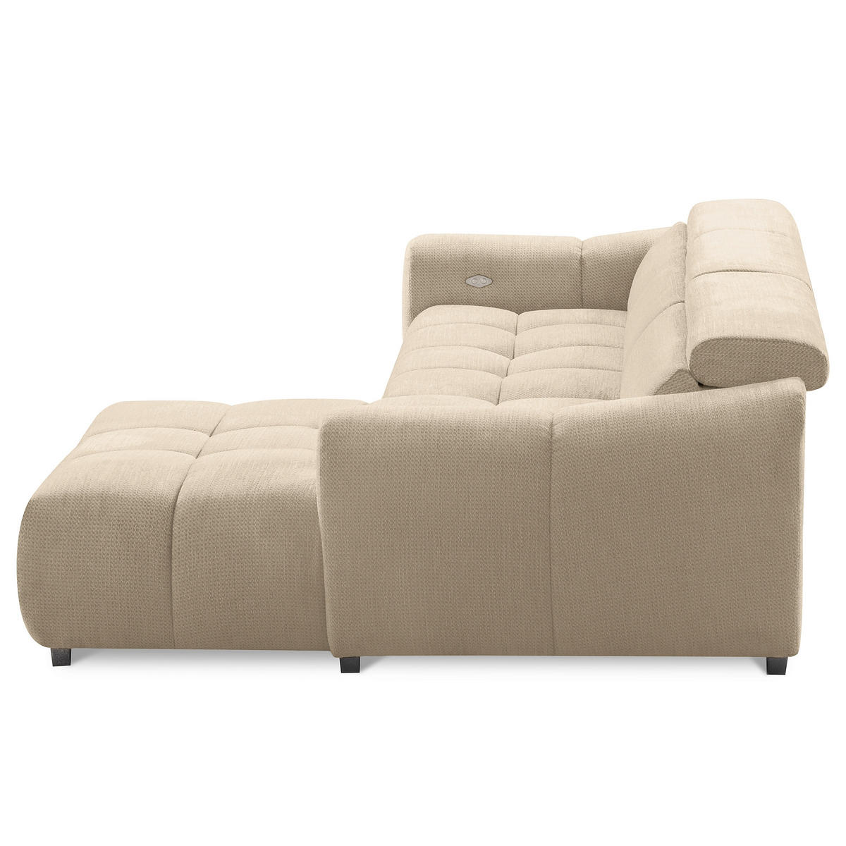 ECKSOFA  Webstoff Beige  - Beige/Schwarz, Design, Kunststoff/Textil (274/177cm) - Livetastic