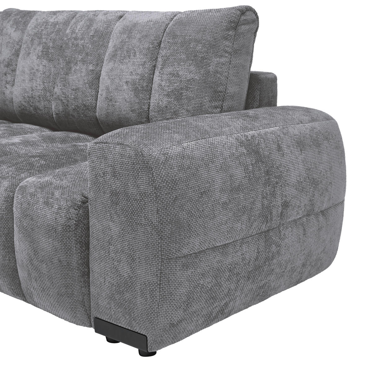 ECKSOFA Flachgewebe Grau  - Schwarz Hochglanz/Grau, Modern, Textil/Metall (166/93/273cm) - MID.YOU