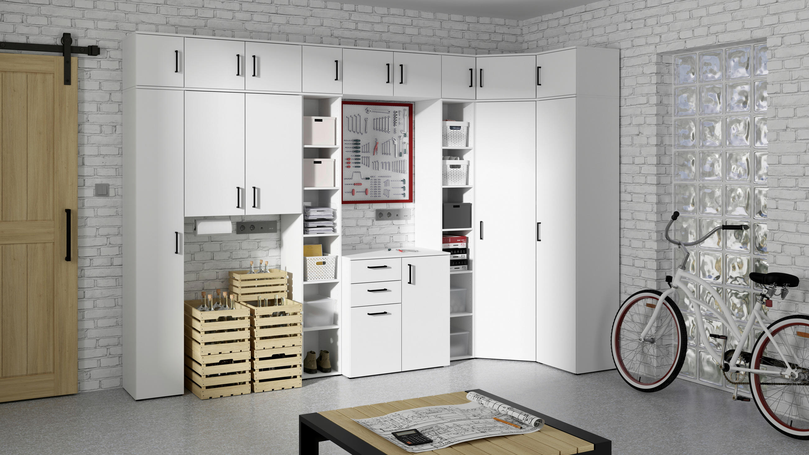 MEHRZWECKSCHRANK 80/195/40 cm  - Weiss/Anthrazit, Modern, Holzwerkstoff/Kunststoff (80/195/40cm) - Carryhome