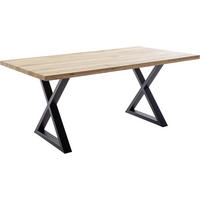 ESSTISCH in Holz 160/90/76 cm  - Wildeiche/Schwarz, Konventionell, Holz/Metall (160/90/76cm) - Valdera