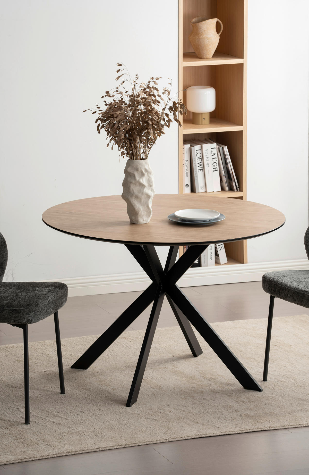 JEDILNA MIZA, barve hrasta  - črna/barve hrasta, Konvencionalno, kovina/leseni material (110/75cm) - P & B