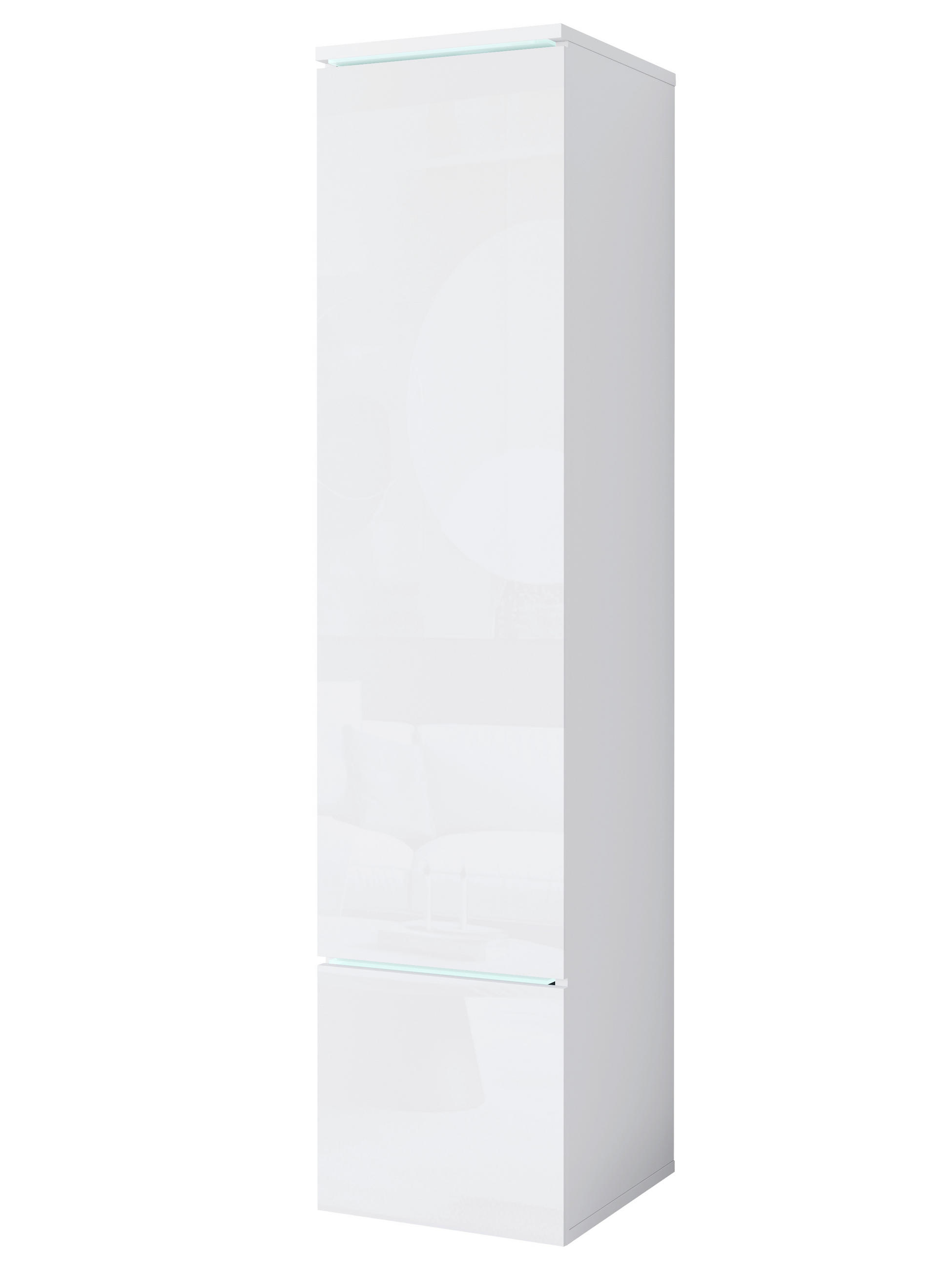 HOCHSCHRANK 30/130/33 cm  - Weiß Hochglanz/Weiß, Design, Holzwerkstoff/Kunststoff (30/130/33cm) - Livetastic