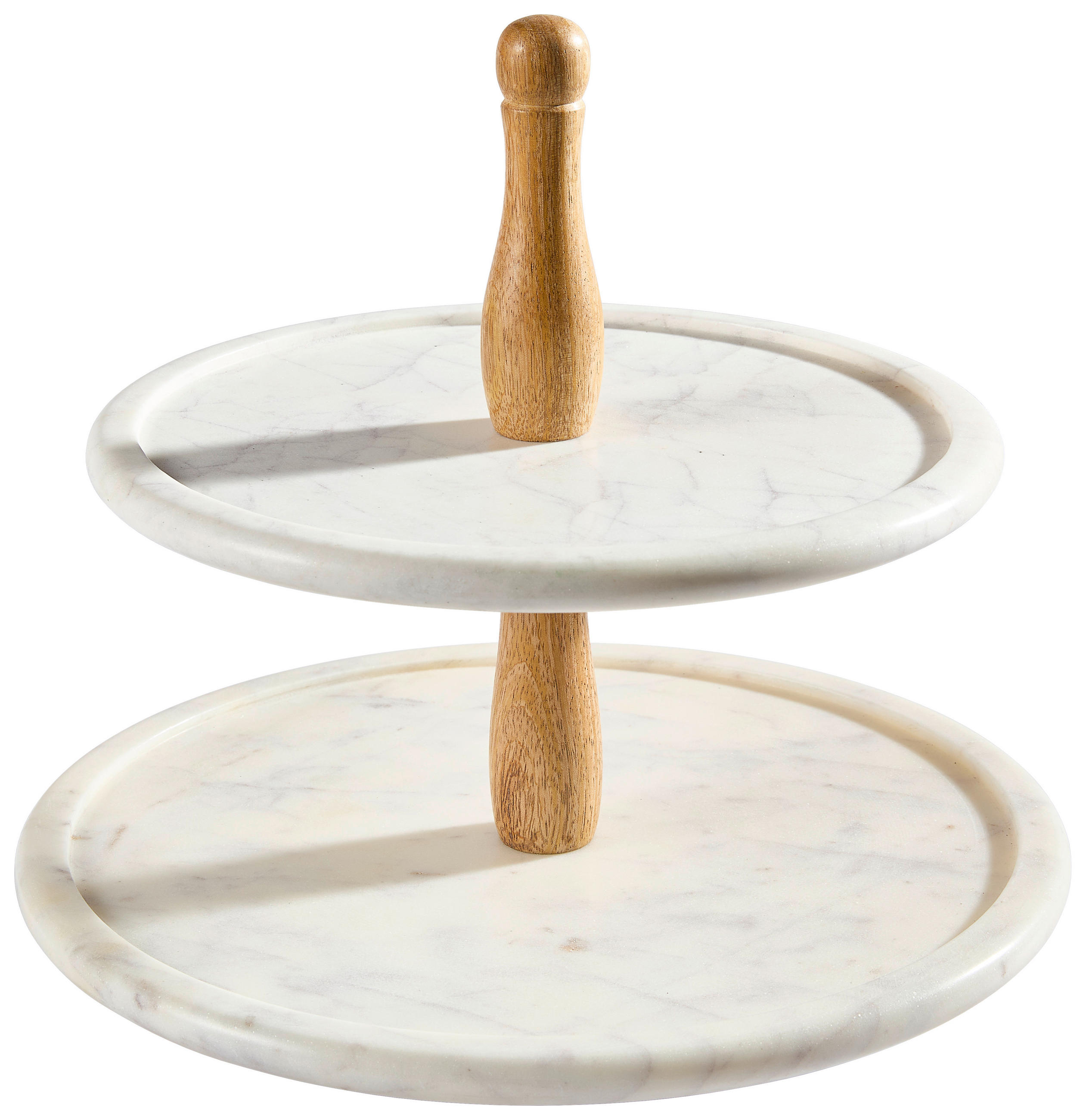 ETAGERE 2-stöckig - Weiß, Trend, Holz/Stein (30/28cm) - Ambia Home