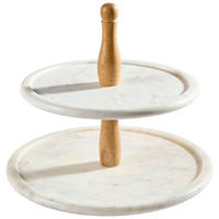ETAGERE 2-stöckig - Weiß, Trend, Holz/Stein (30/28cm) - Ambia Home