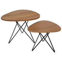 BEISTELLTISCHSET Mindiholz massiv Schwarz, Teakfarben  - Schwarz/Teakfarben, LIFESTYLE, Holz/Metall (40-50/45-55/36-45cm) - Landscape