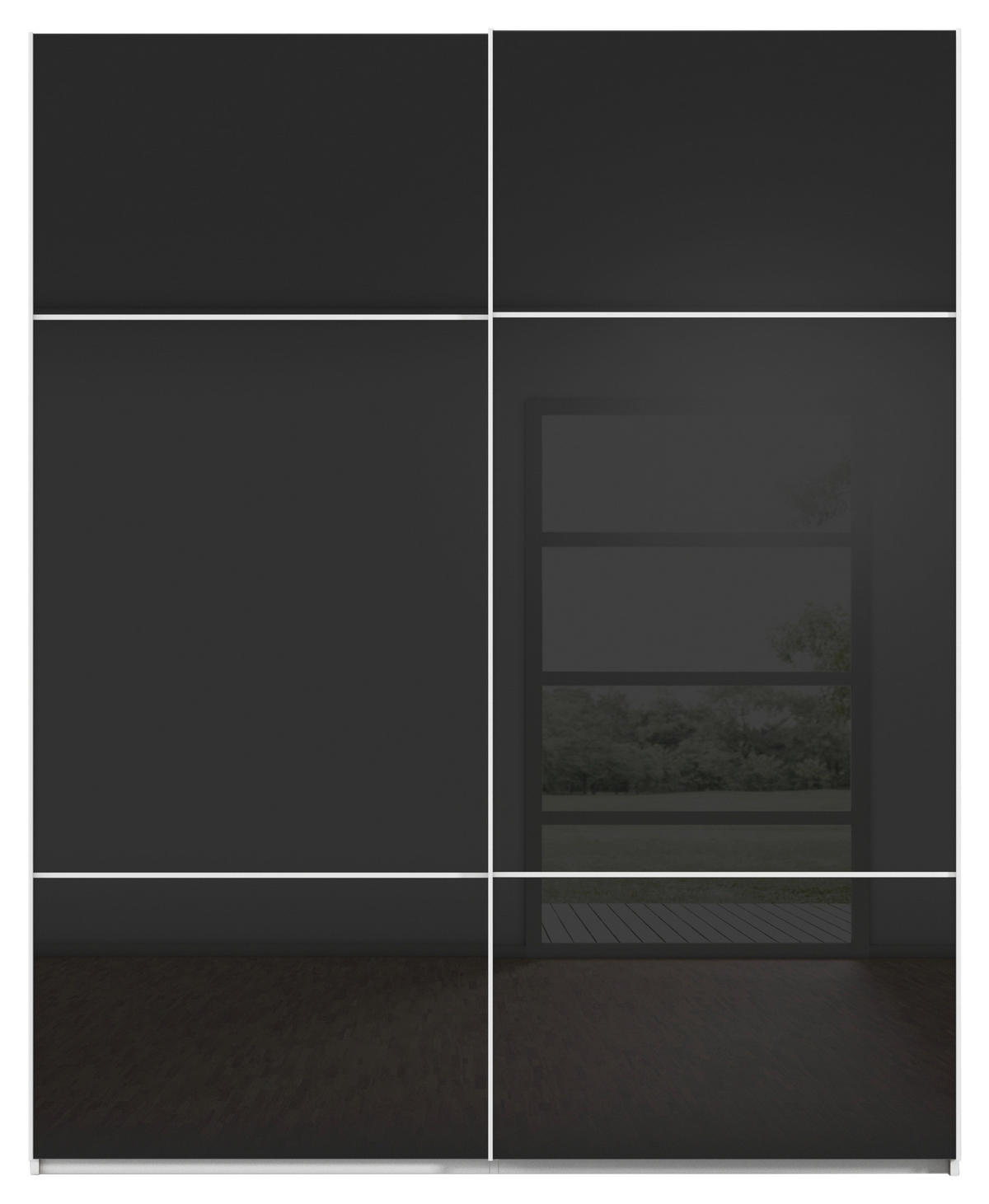 SCHWEBETÜRENSCHRANK 201/223/67 cm 2-türig Schwarz, Weiß  - Schwarz/Weiß, KONVENTIONELL, Glas/Holzwerkstoff (201/223/67cm) - Novel