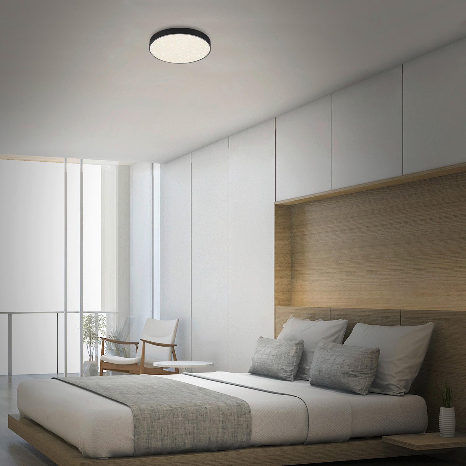 STROPNÍ LED SVÍTIDLO, 28,7/3,6 cm  - černá, Design, plast (28,7/3,6cm)