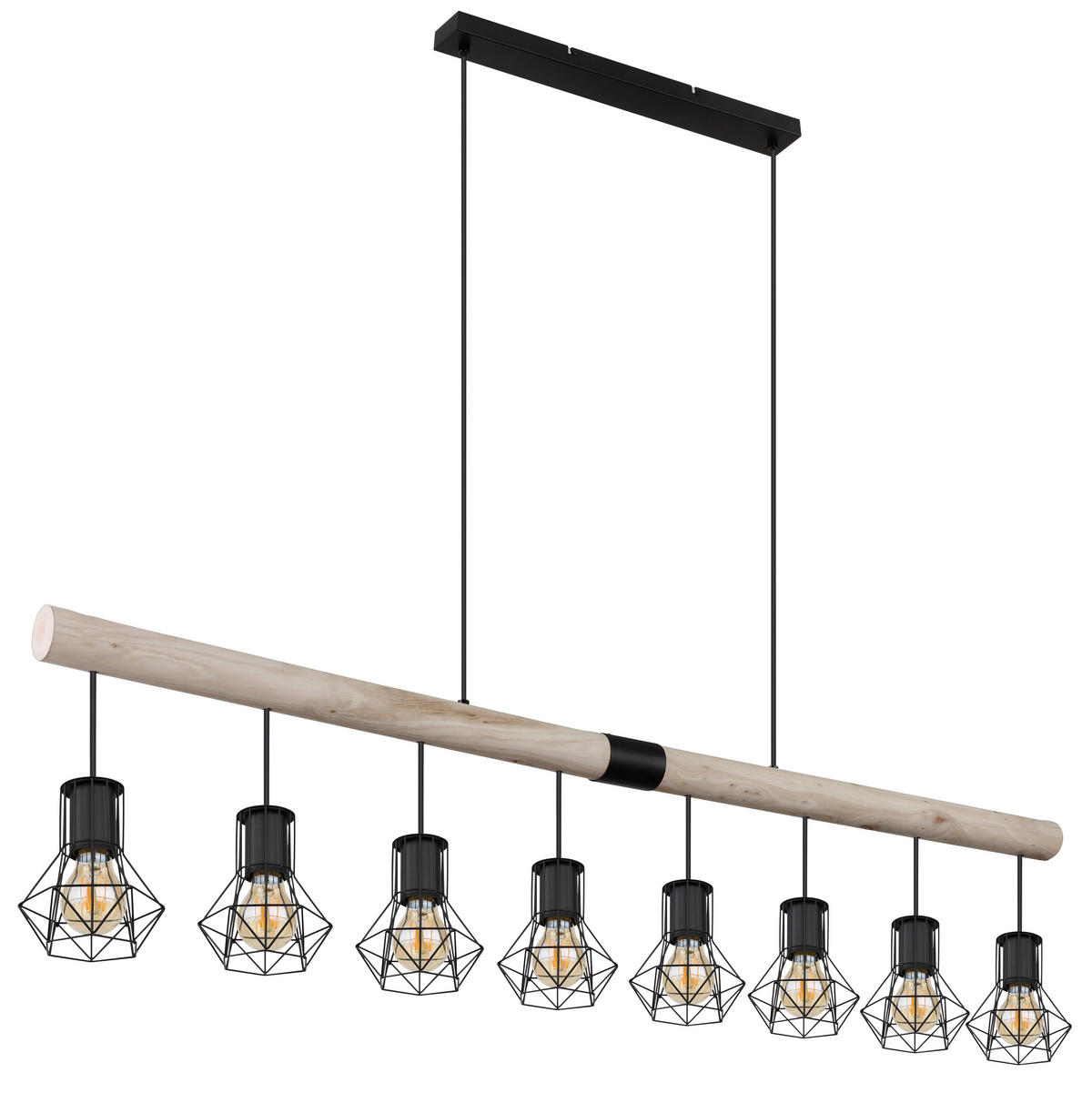 HÄNGELEUCHTE 140/13,3/120 cm    - Schwarz/Naturfarben, Natur, Holz/Kunststoff (140/13,3/120cm) - Globo