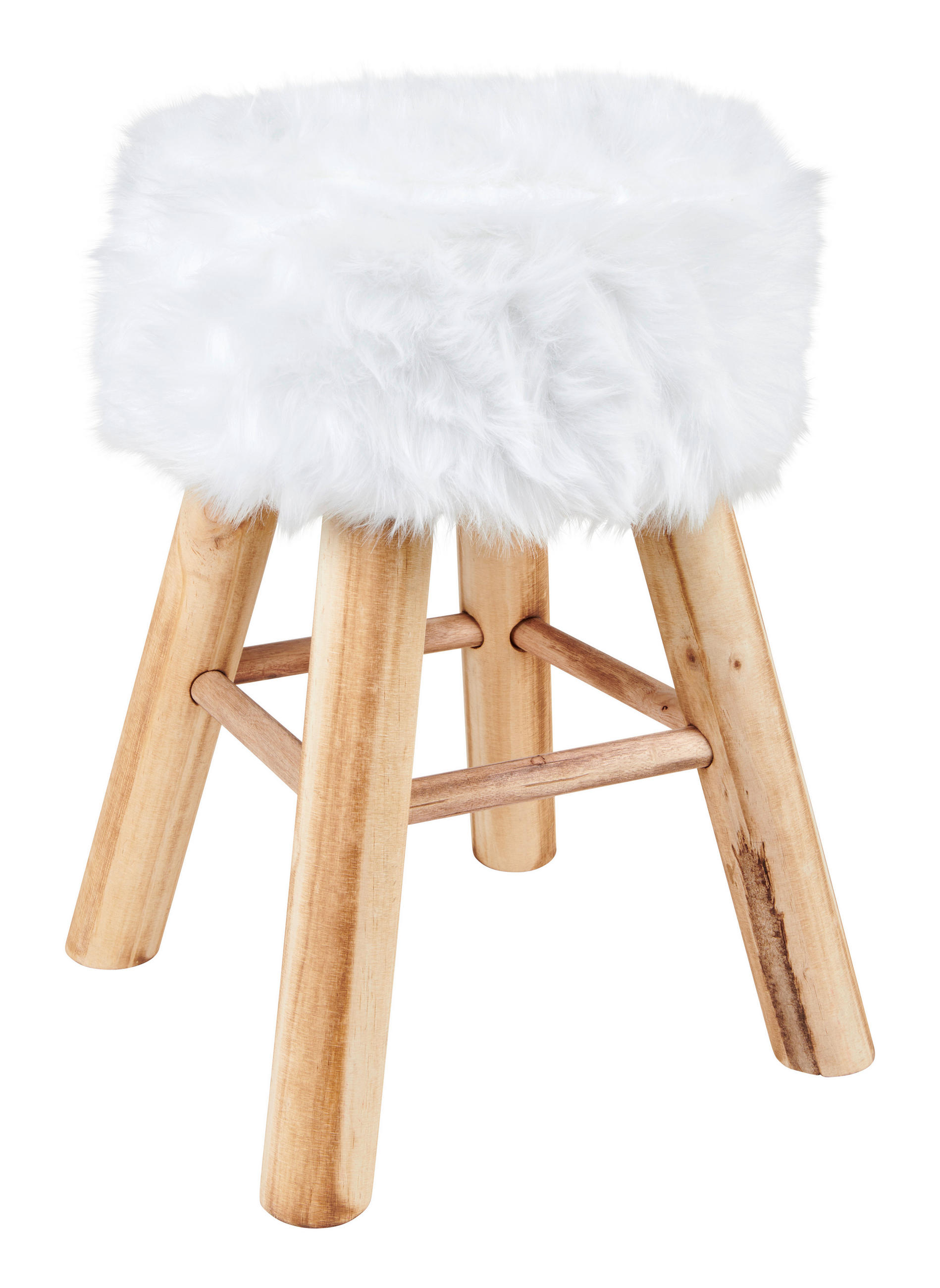 HOCKER in Holz, Textil, Holzwerkstoff Naturfarben, Weiß  - Naturfarben/Weiß, Natur, Holz/Holzwerkstoff (28/42cm) - Ambia Home