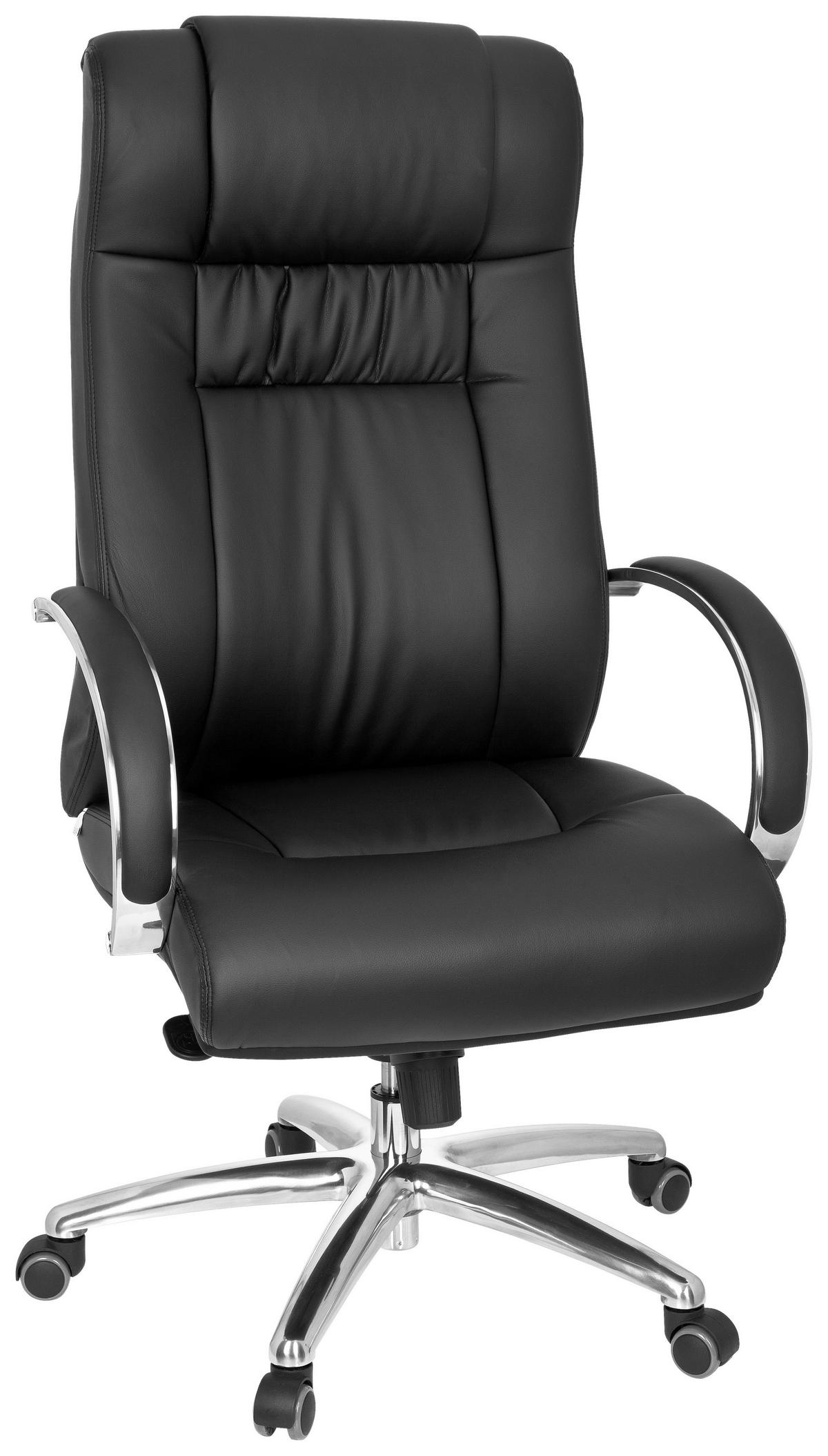 CHEFSESSEL  in Lederlook Schwarz  - Silberfarben/Schwarz, Basics, Kunststoff/Textil (60/131/49cm) - MID.YOU