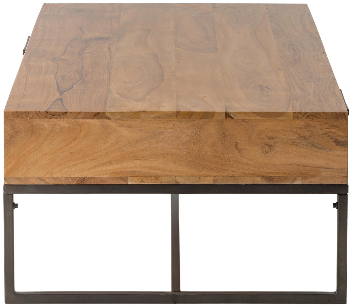 COUCHTISCH Akazie massiv 118/70/40 cm rechteckig Akaziefarben  - Schwarz/Akaziefarben, Design, Holz/Metall (118/70/40cm) - home24