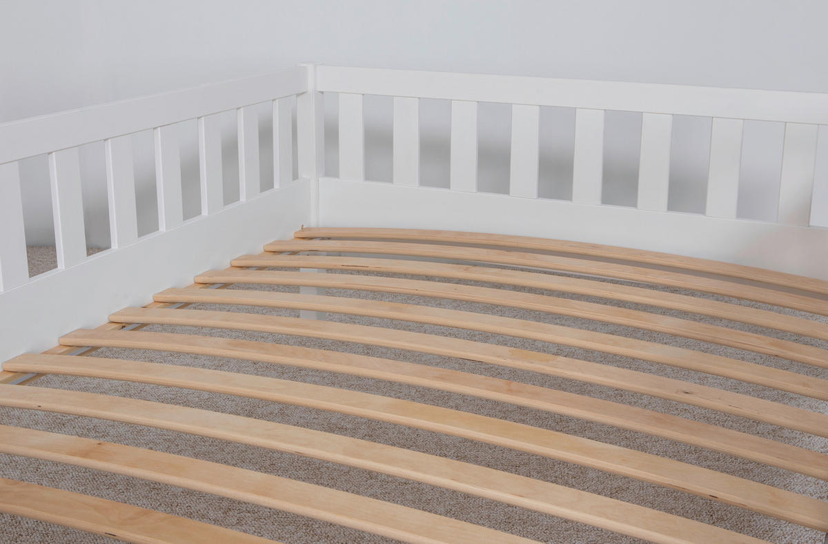 STAURAUMBETT 120/200 cm  in Weiß  - Naturfarben/Weiß, MODERN, Holz (120/200cm) - MID.YOU
