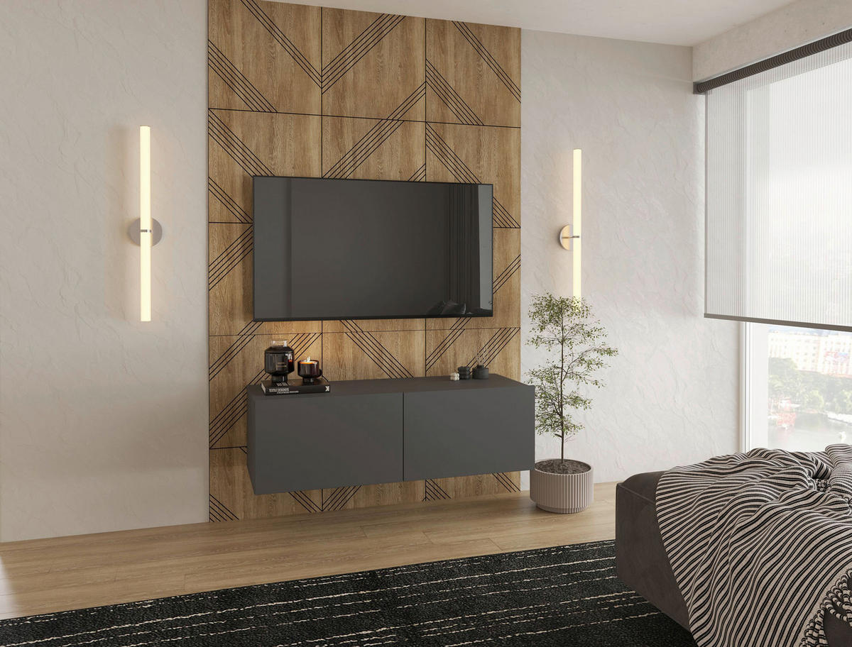 LOWBOARD Newniq  in 120/36,7/45 cm  - Anthrazit, Design, Holzwerkstoff (120/36,7/45cm) - Hom`in
