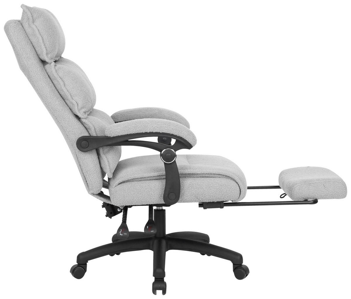 CHEFSESSEL Teddystoff Hellgrau  - Hellgrau/Schwarz, Design, Kunststoff/Textil (64,5/112/120/65cm) - Carryhome
