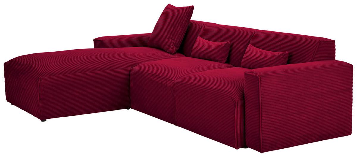 ECKSOFA Rot Cord  - Rot/Schwarz, Design, Kunststoff/Textil (196/303cm) - Livetastic