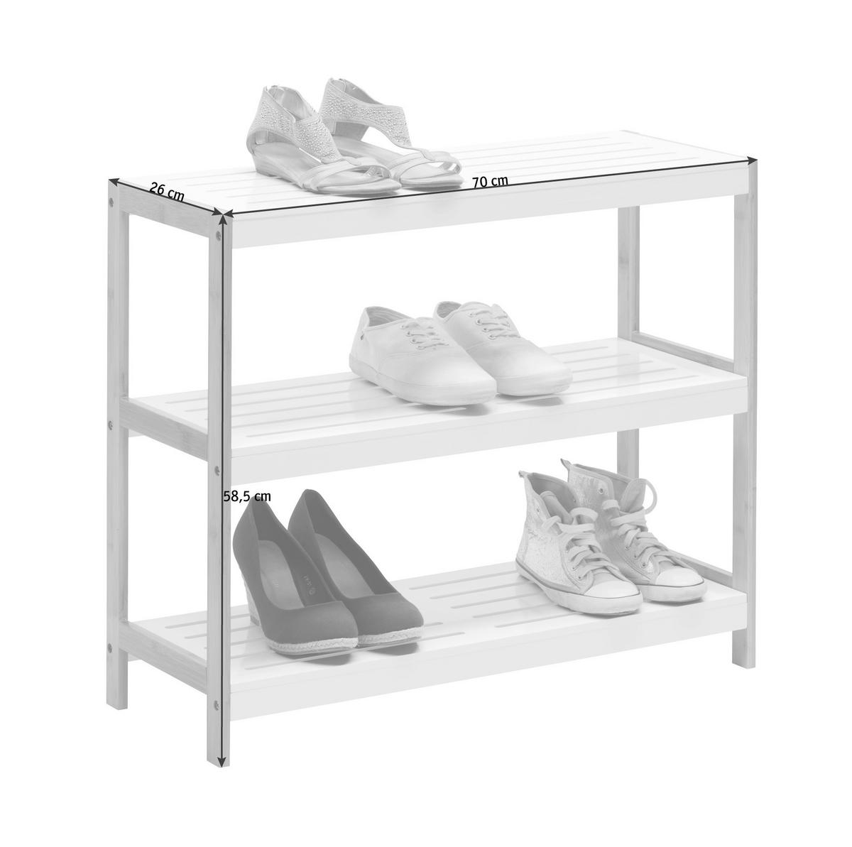 SCHUHREGAL Bambus massiv Braun, Weiß  - Braun/Weiß, Design, Holz/Holzwerkstoff (70/58,5/26cm) - Xora