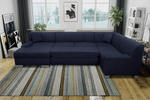 WOHNLANDSCHAFT Blau Mikrofaser  - Wengefarben/Blau, Design, Holz/Textil (153/328/212cm)