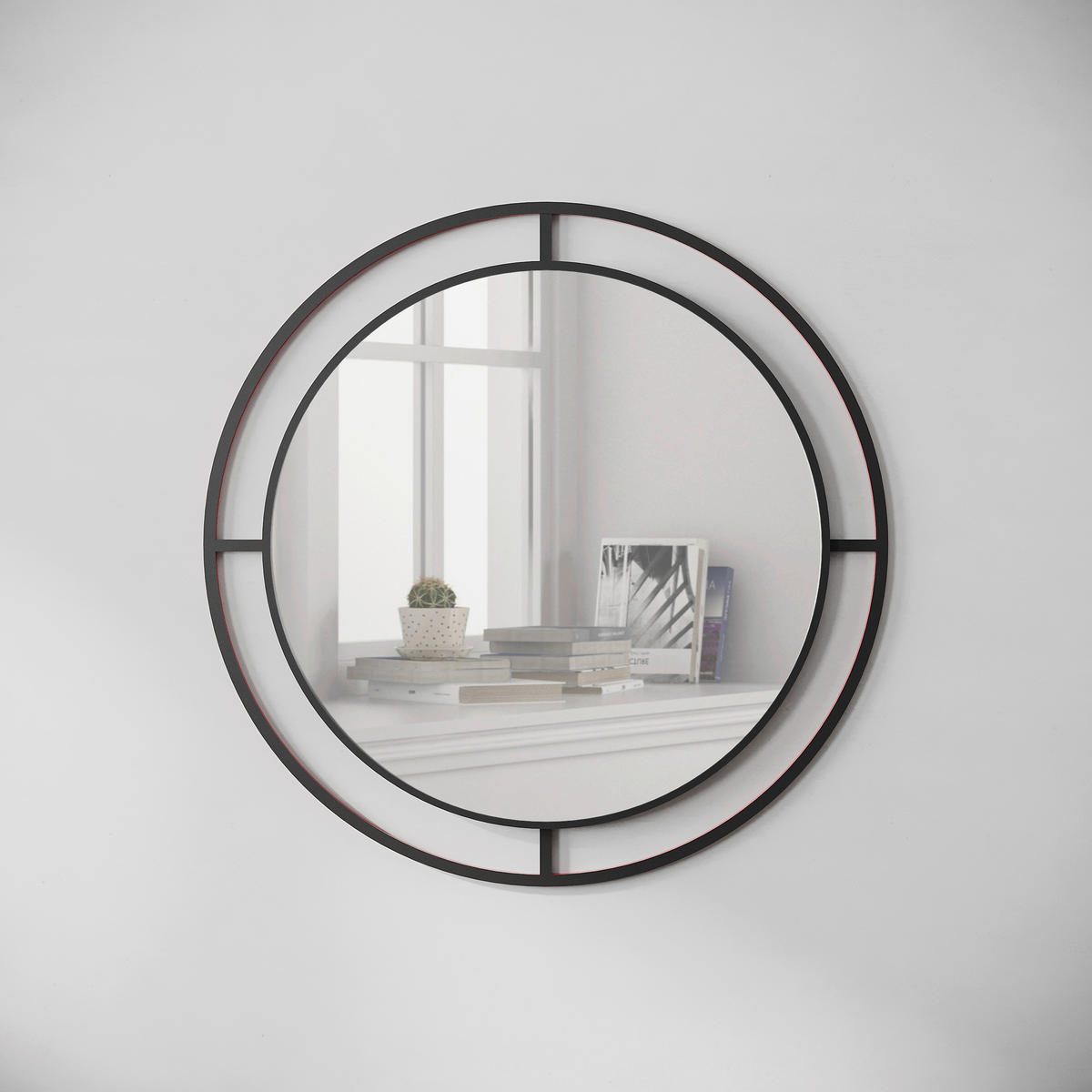 SPIEGEL  - Schwarz, Design, Metall (57/57/2cm) - Livetastic