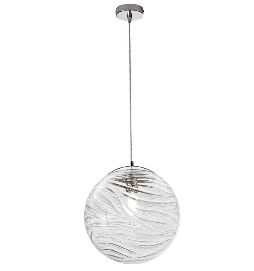 HÄNGELEUCHTE Luce Ambiente e Design 33,4/162,5 cm   - Chromfarben/Weiß, KONVENTIONELL, Glas/Metall (33,4/162,5cm)