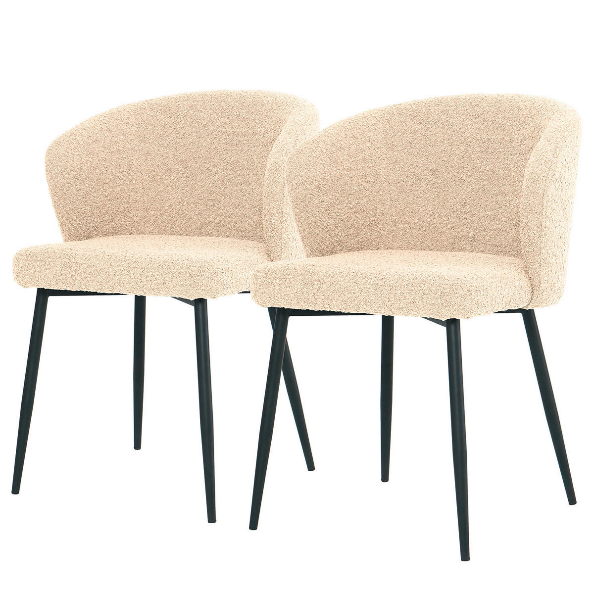 STOL järn bouclé  - svart/cremefärgad, Lifestyle, metall/textil (57/82/59cm) - home24