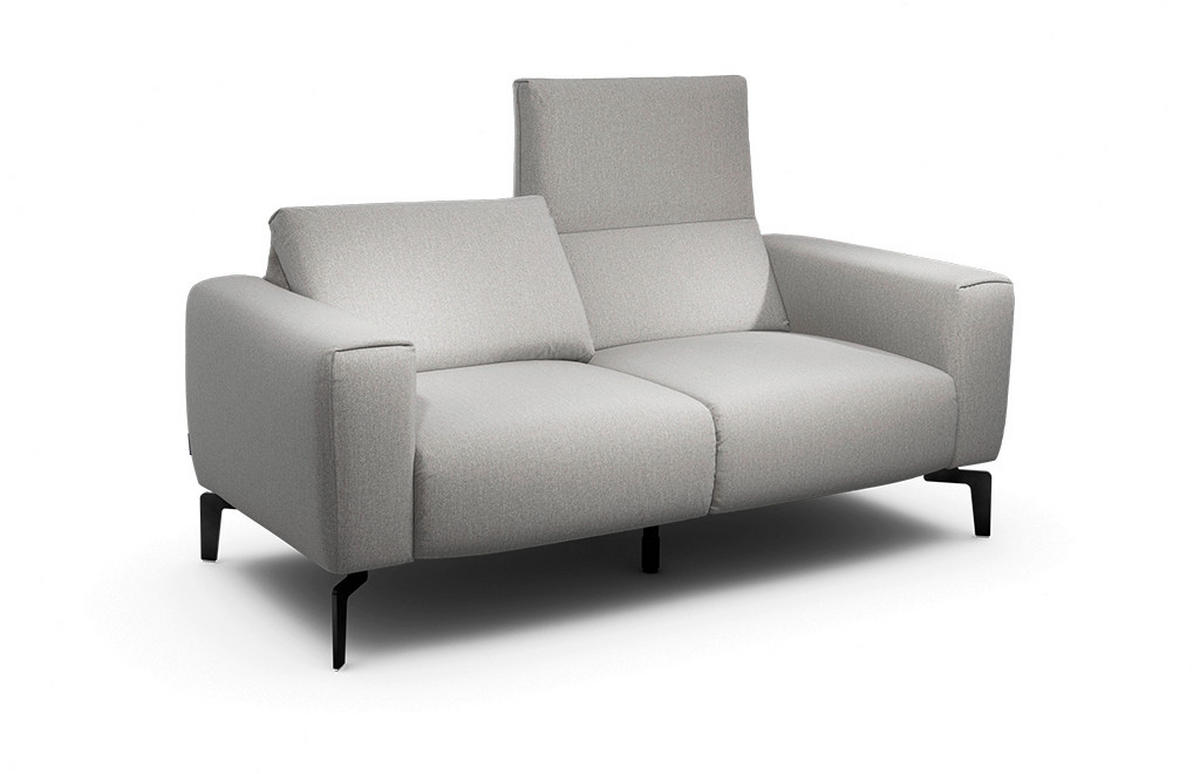 2-SITZER-SOFA Chenille Hellgrau  - Hellgrau/Schwarz, Design, Textil/Metall (180/86/86-94cm) - SENSOO