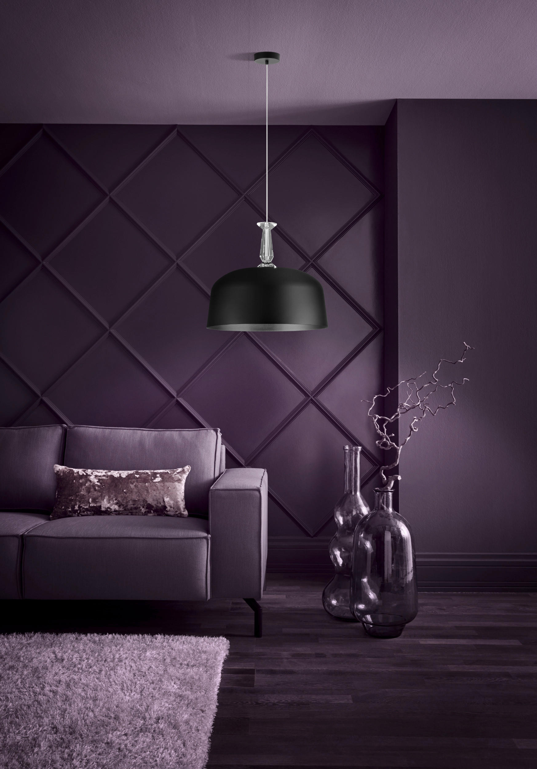 HÄNGELEUCHTE 48/110 cm    - Schwarz, Konventionell, Glas/Metall (48/110cm) - Eglo