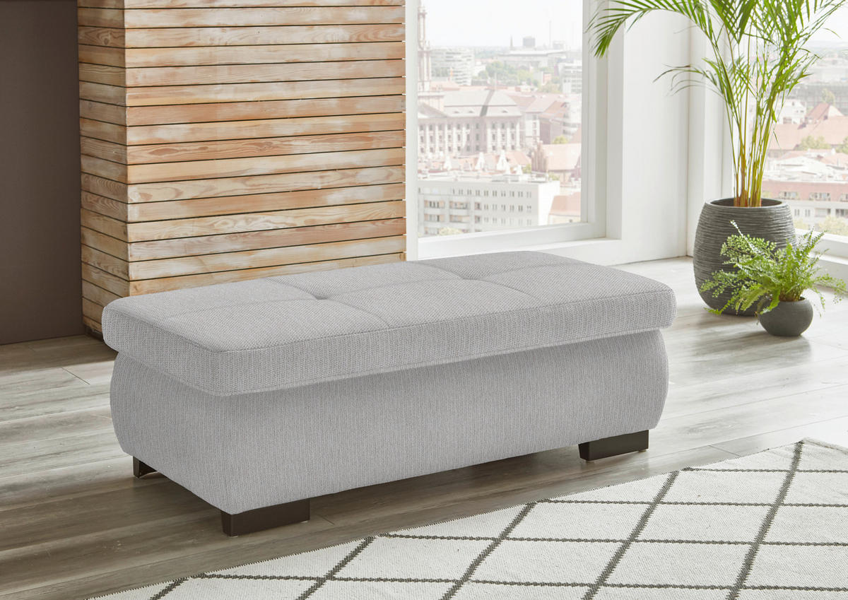 ECKSOFA in Flachgewebe Creme  174/297 cm  - Creme/Schwarz, Design, Textil/Metall (174/297cm) - Beldomo Style